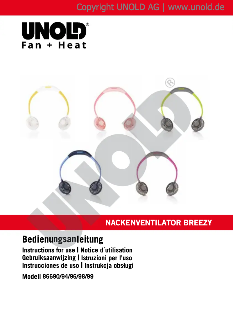 Page 1 de la notice Manuel utilisateur Unold Breezy 86690