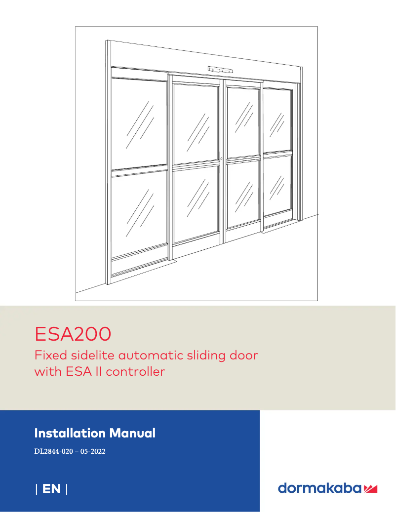 Page 1 de la notice Manuel utilisateur Dormakaba ESA 200
