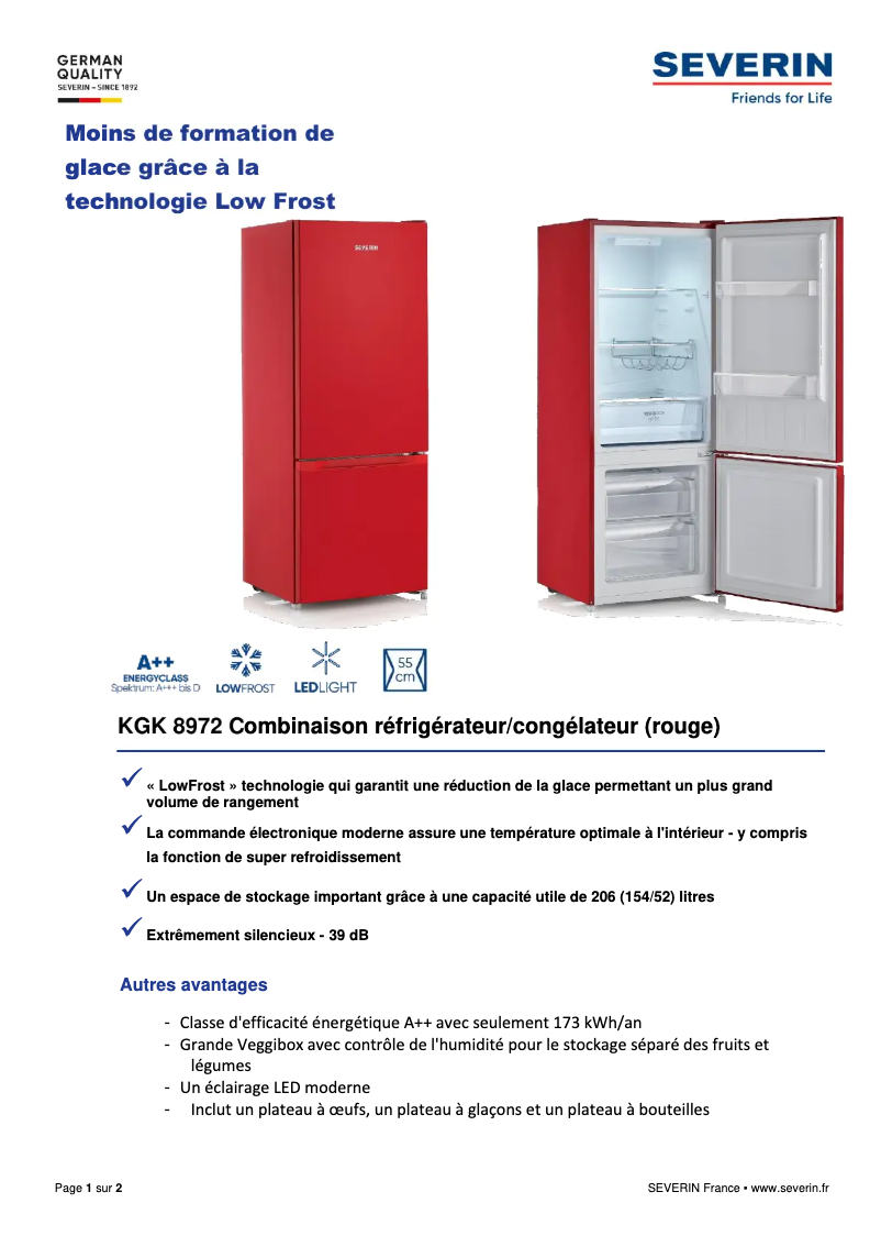 Page n°1 - Fiche technique Severin KGK 8972