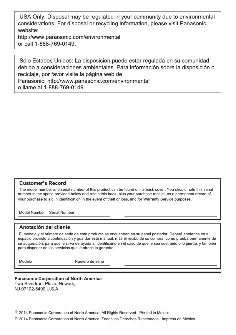 Page n°1 - Manuel utilisateur Panasonic Viera TC-55AS680