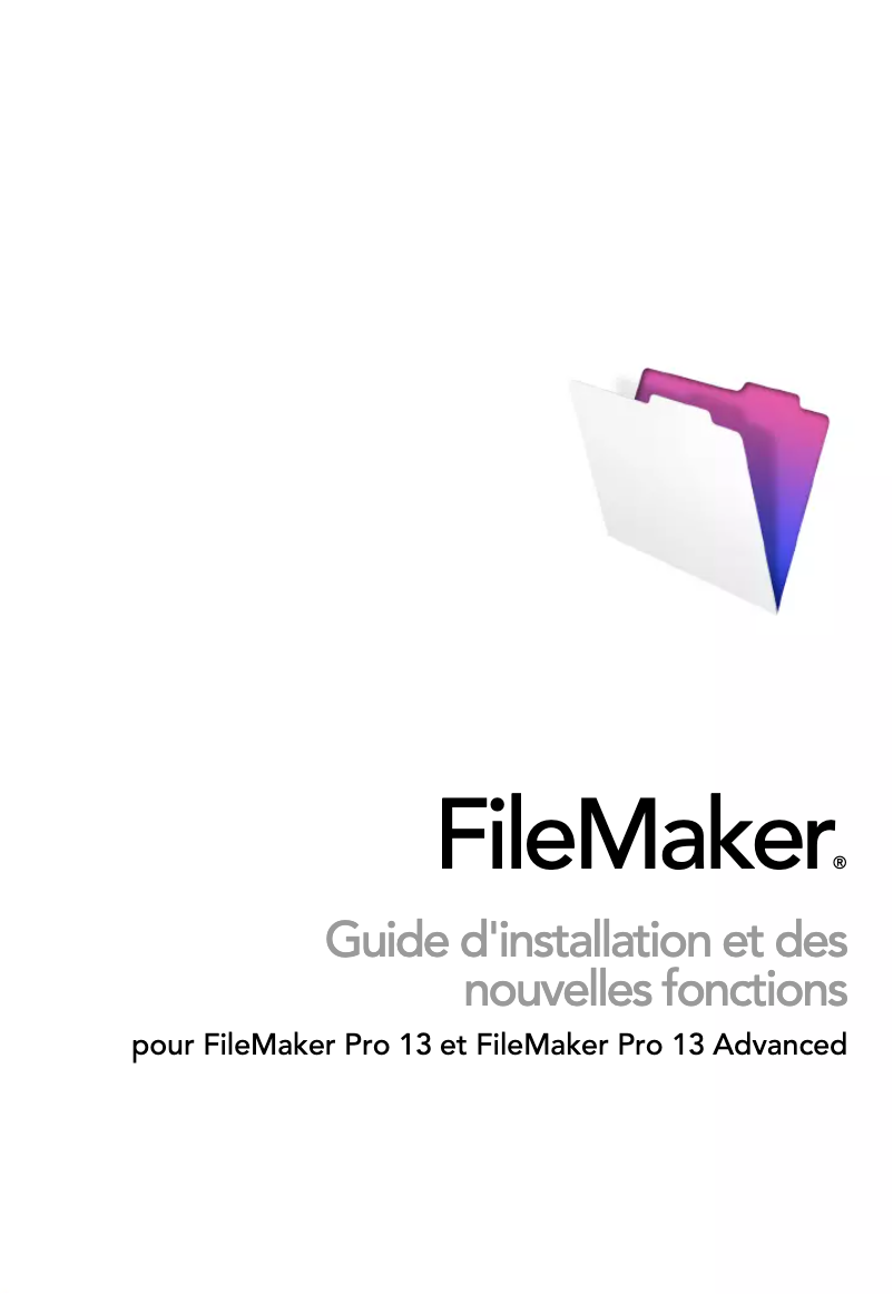 Page n°1 - Guide d'installation FileMaker Pro 13