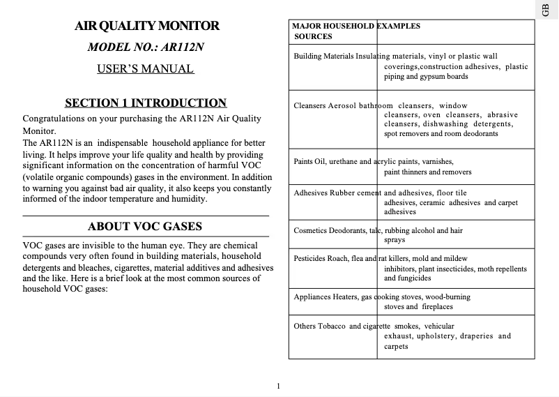 Page 1 de la notice Manuel utilisateur Oregon Scientific AR112N