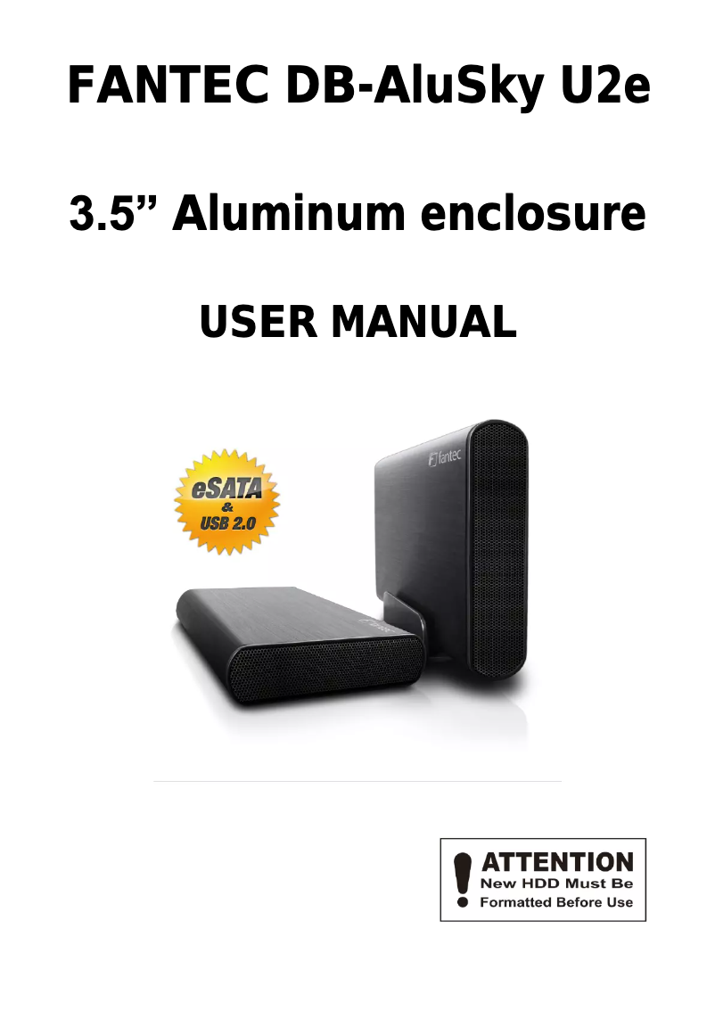 Page 1 de la notice Manuel utilisateur Fantec DB-AluSky U2e