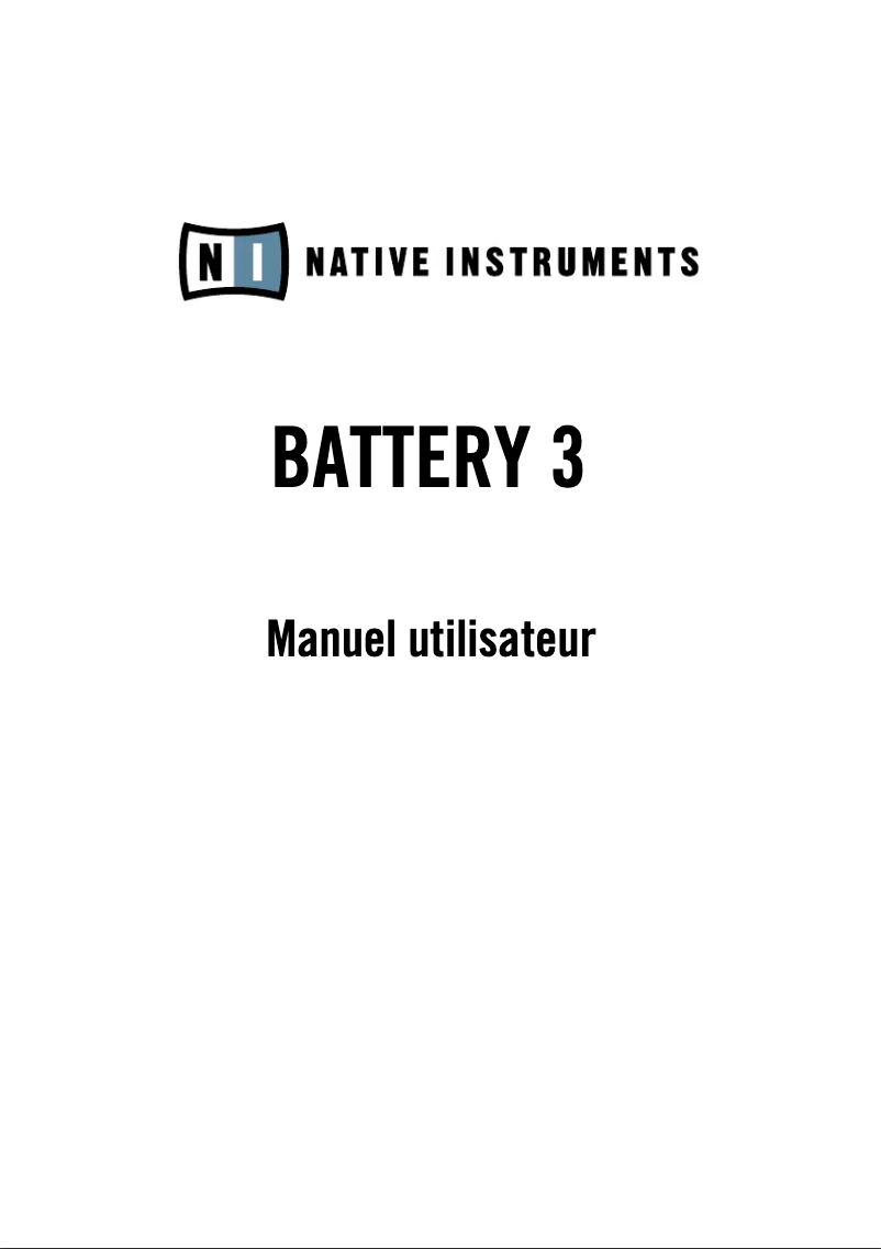 Page 1 de la notice Manuel utilisateur Native Instruments Battery 3