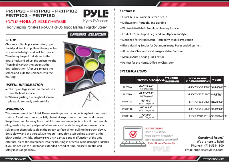 Page n°1 - Manuel utilisateur Pyle PRJTP120