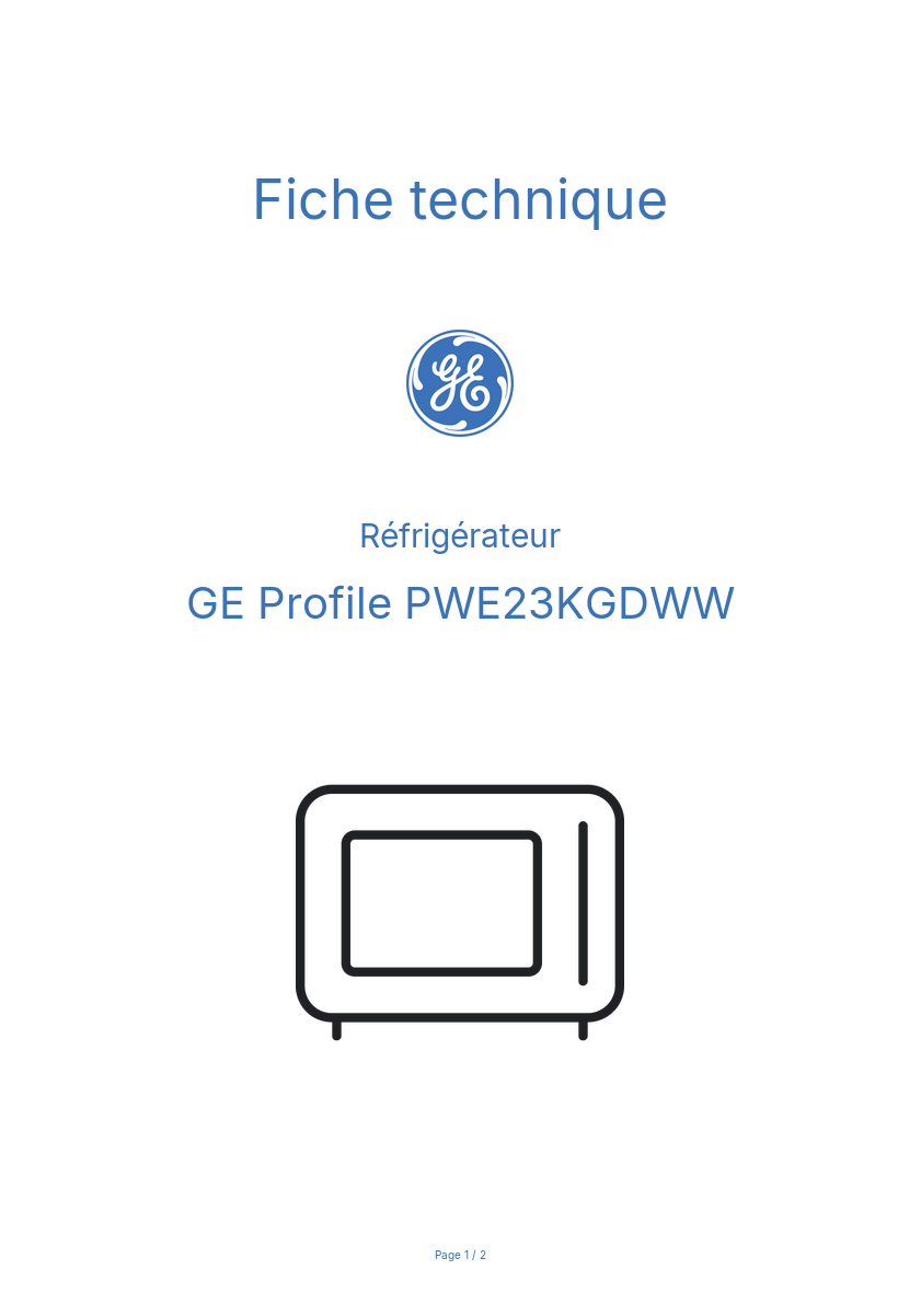 Image de la première page du manuel de l'appareil Profile PWE23KGDWW
