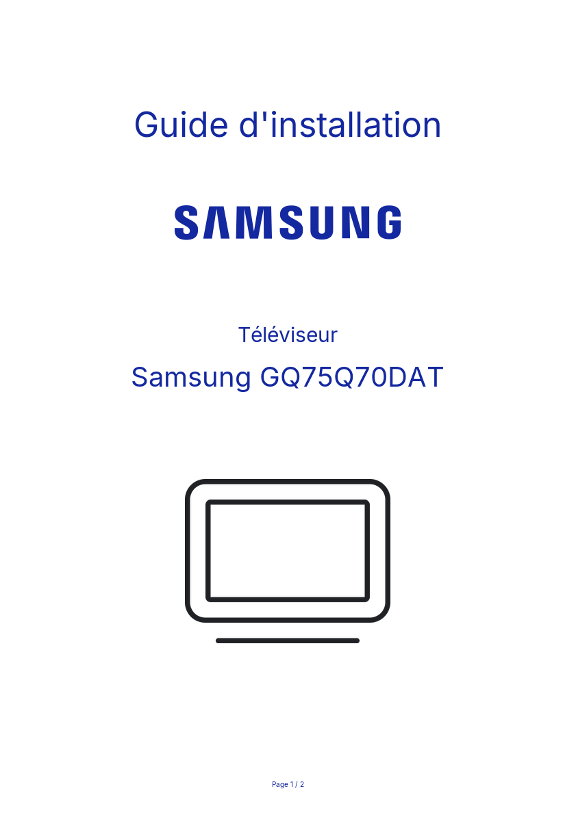 Page n°1 - Guide d'installation Samsung GQ75Q70DAT
