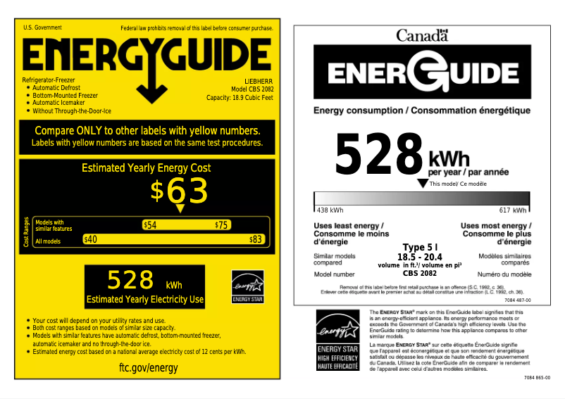 Page 1 de la notice Label énergétique Liebherr CS 2082