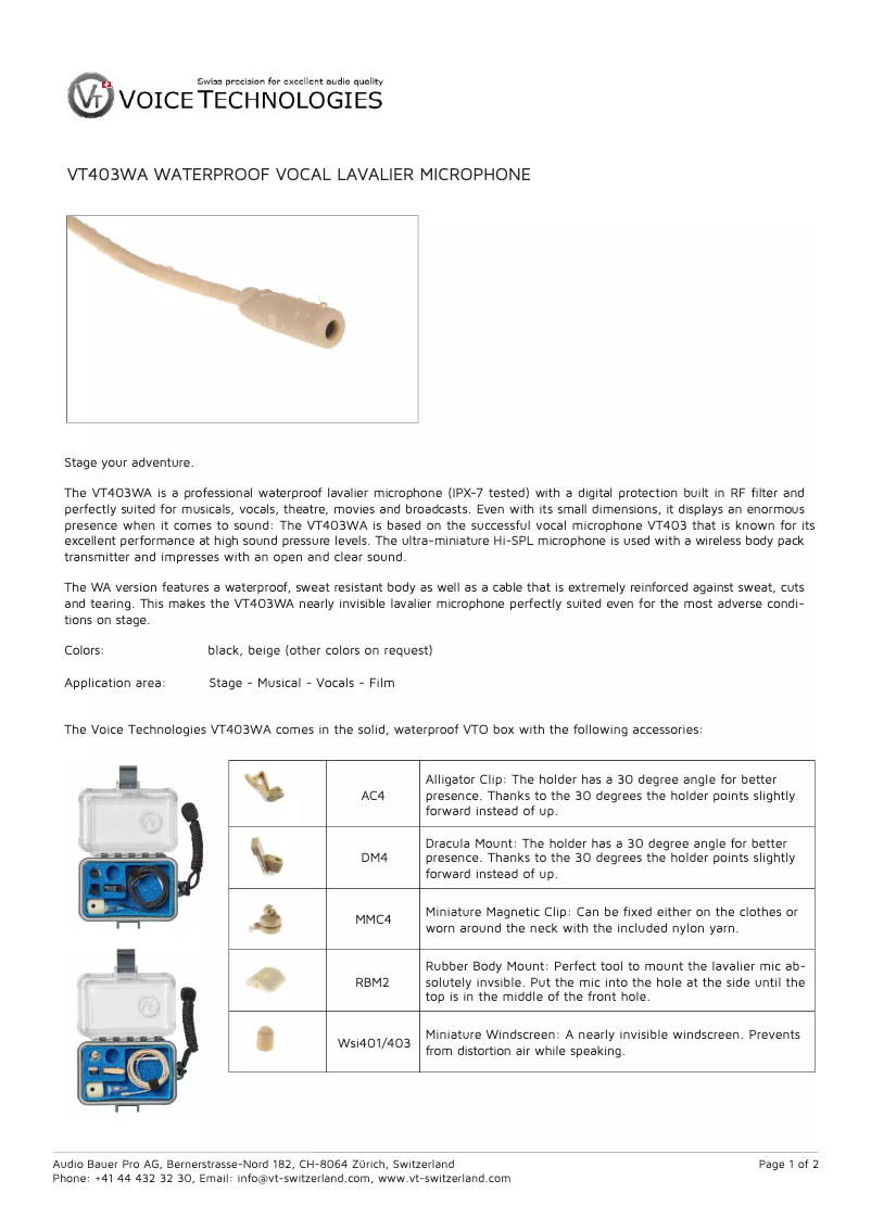 Page 1 de la notice Manuel utilisateur Voice Technologies VT403