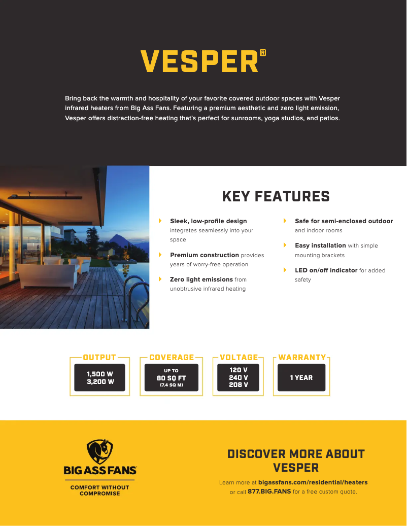 Page 1 de la notice Fiche technique Big Ass Fans BAFDS32240B