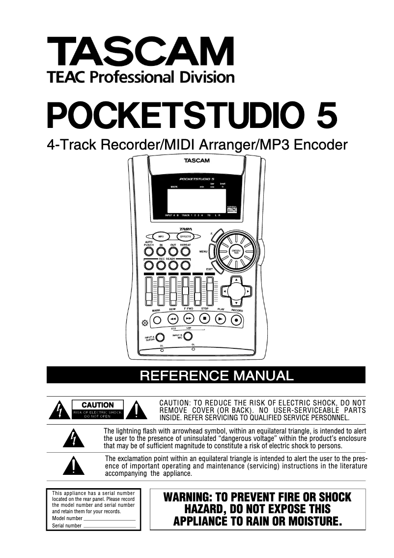 Página 1 del manual Manual de usuario Tascam Pocketstudio 5