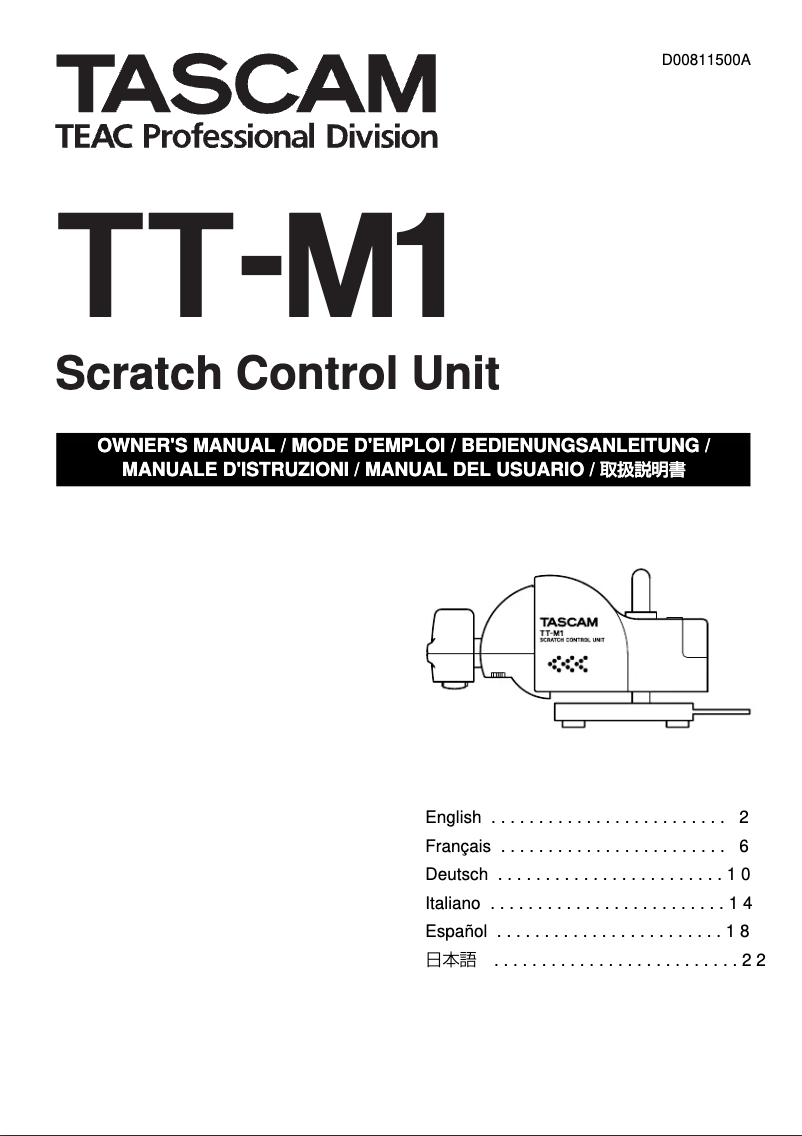 Page n°1 - Manuel utilisateur Tascam TT-M1