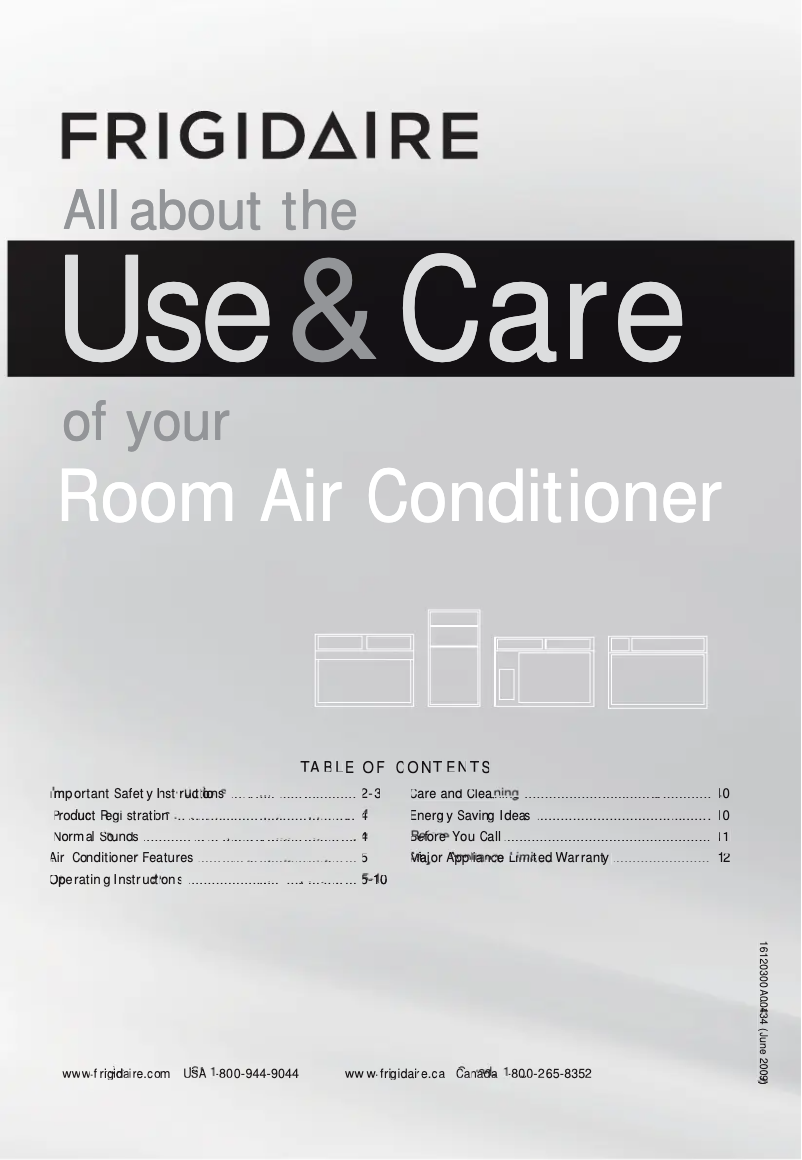 Page n°1 - Manuel d'utilisation et d'entretien Frigidaire FFTH082WA1