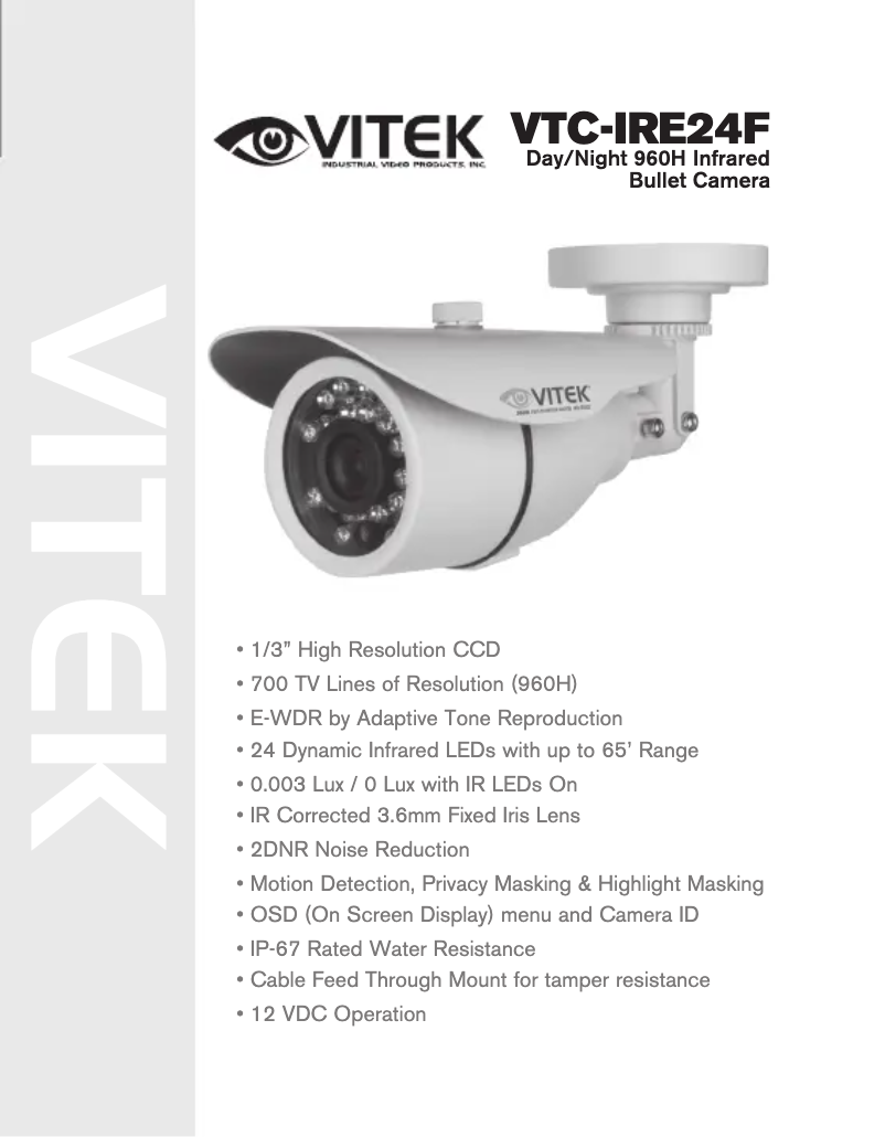 Image de la première page du manuel de l'appareil VTC-IRE24F