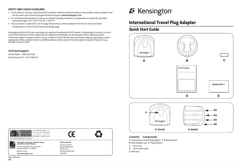Page n°1 - Manuel utilisateur Kensington K33117
