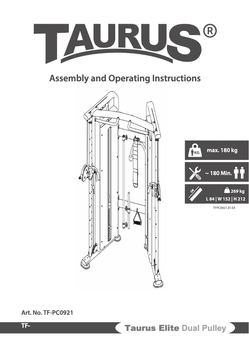 Page 1 de la notice Manuel utilisateur Taurus Elite Dual Pulley