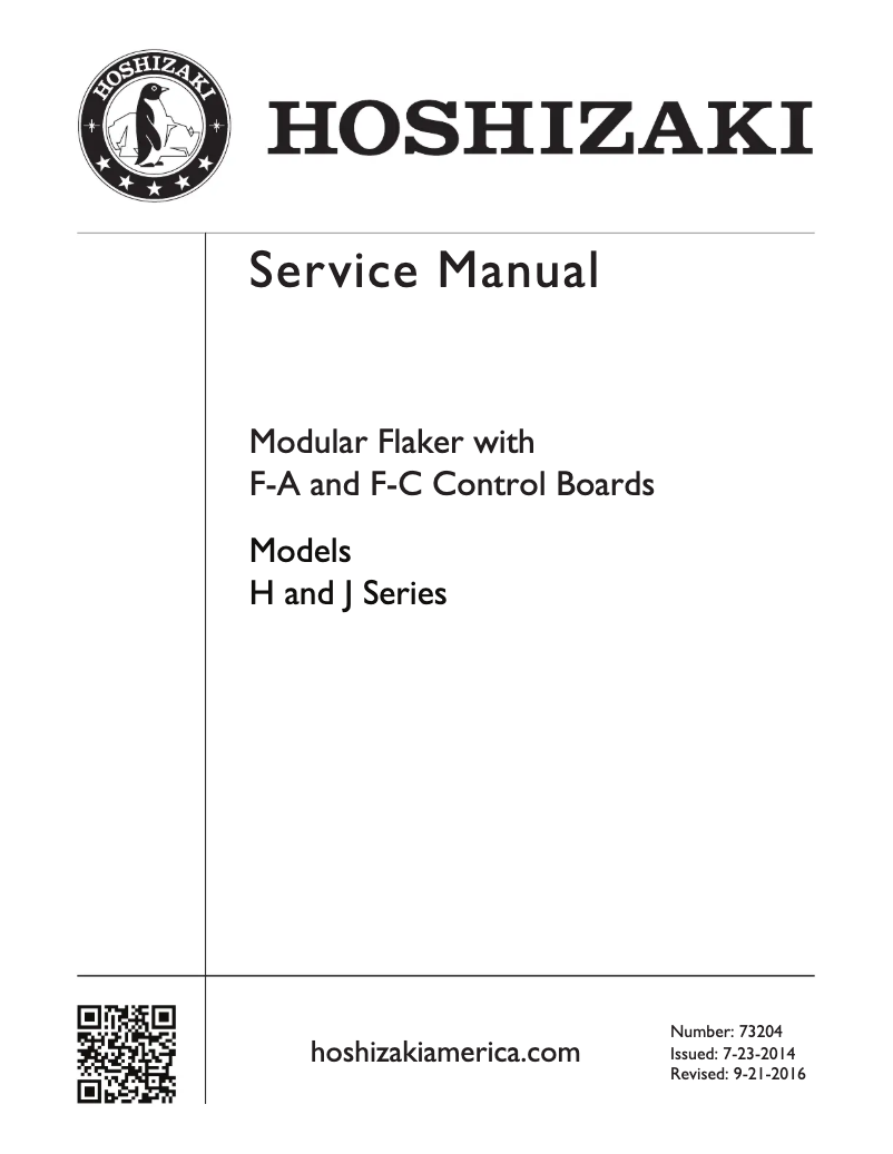 Page 1 de la notice Manuel utilisateur Hoshizaki F-801MAJ-C