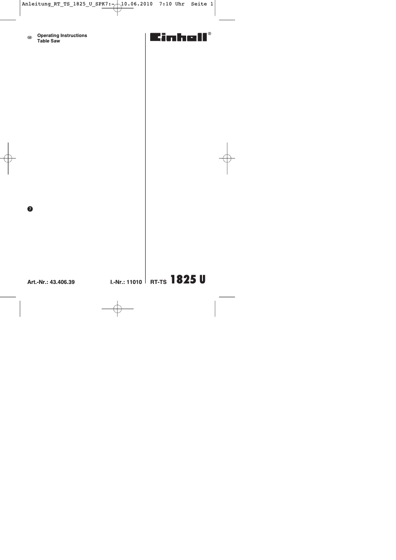 Page n°1 - Mode d'emploi Einhell RT-TS 1825 U