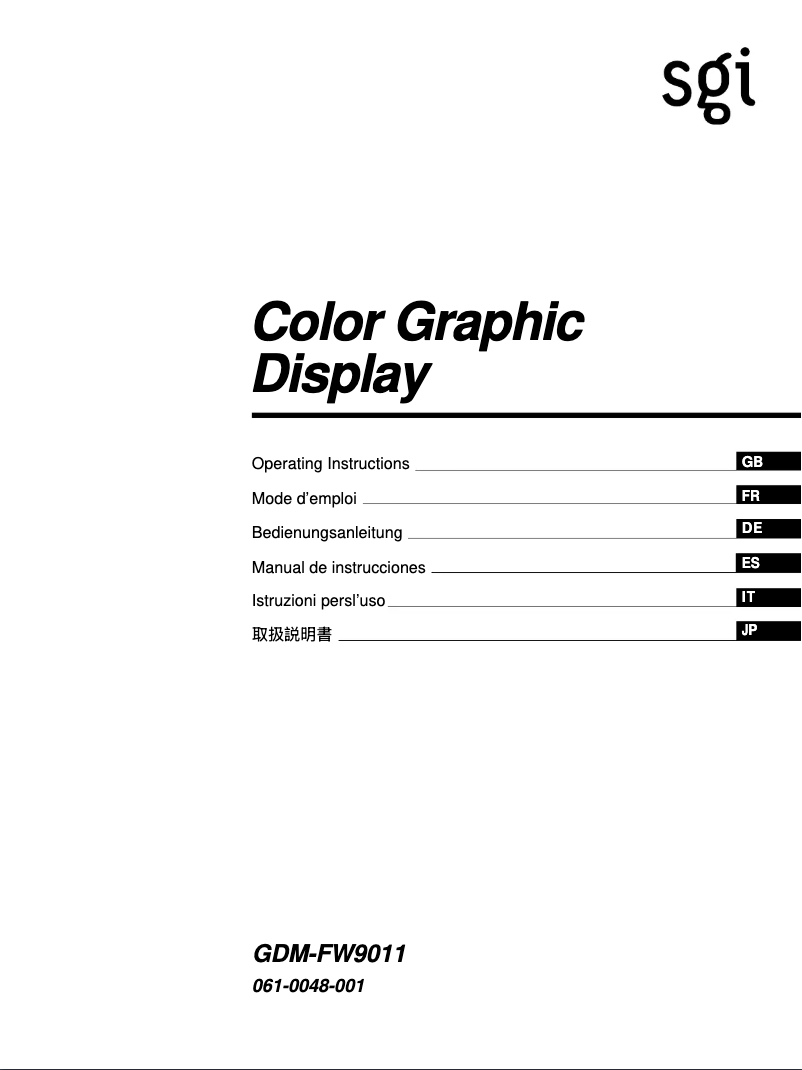 Image de la première page du manuel de l'appareil GDM-FW9011