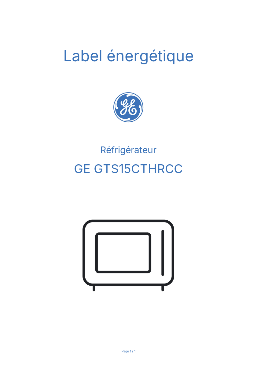 Image de la première page du manuel de l'appareil GTS15CTHRCC