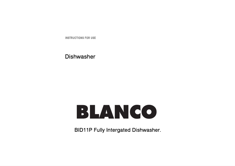 Page n°1 - Manuel utilisateur BLANCO BID11P
