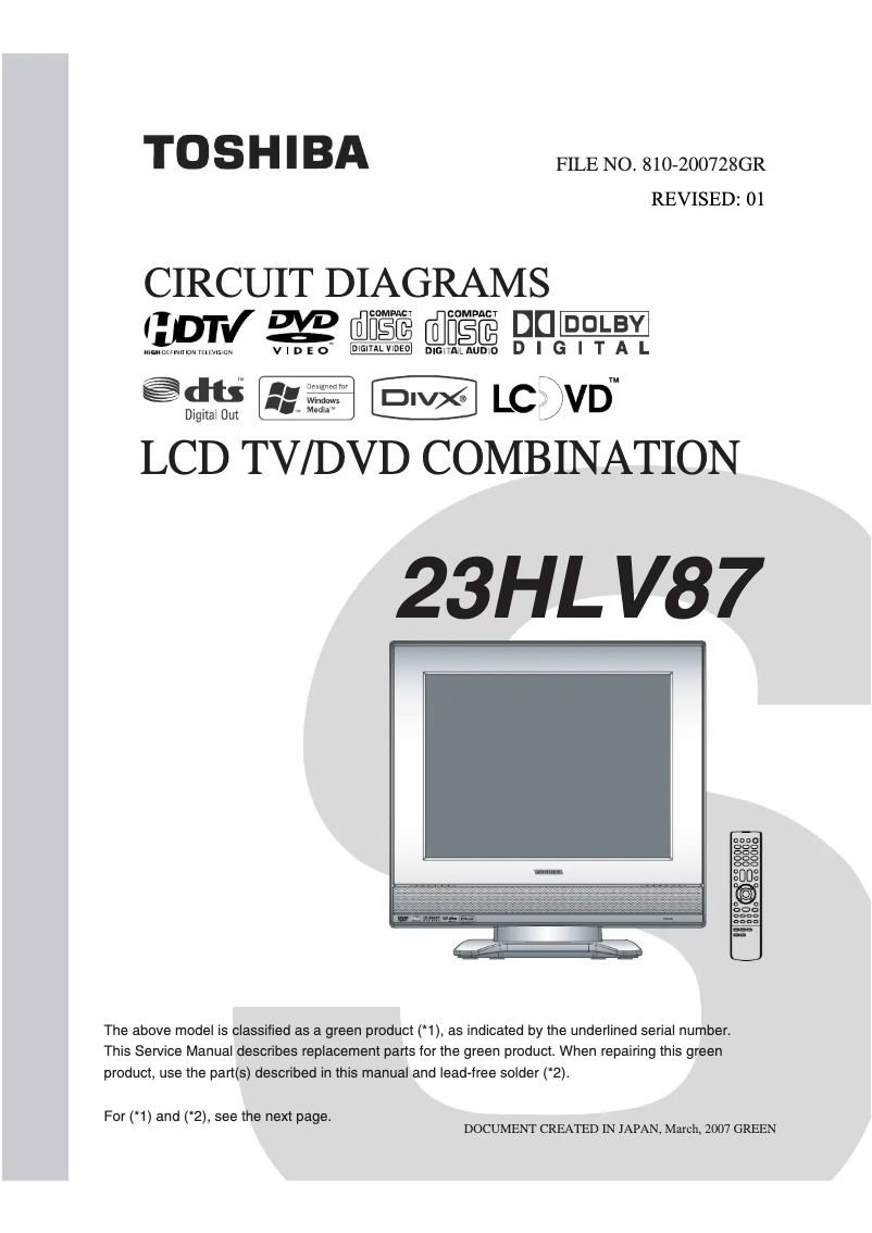 Página 1 del manual Manual de usuario Toshiba 23HLV87