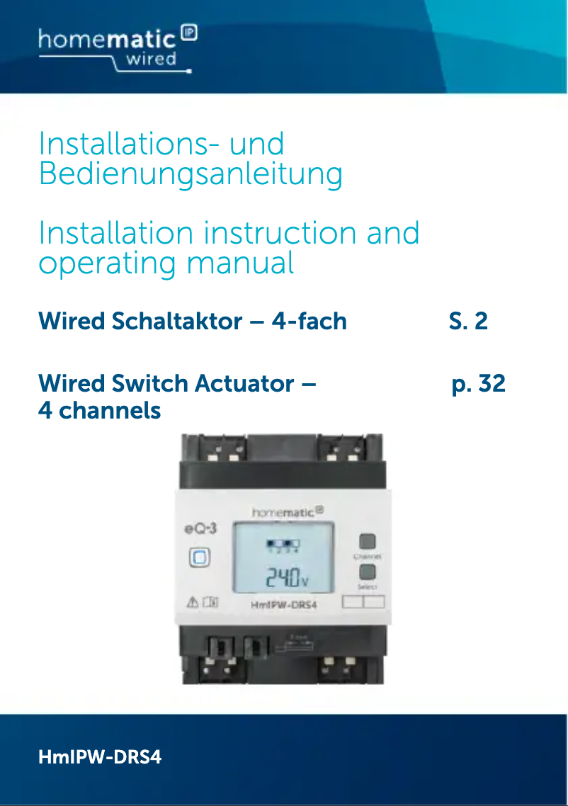 Page n°1 - Manuel utilisateur Homematic IP HMIPW-DRS4