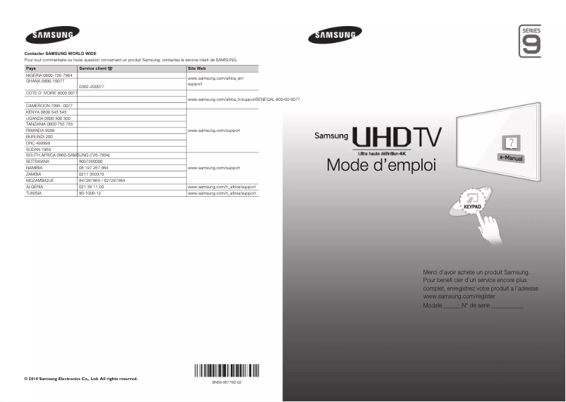 Page n°1 - Manuel utilisateur Samsung UA55HU9000K