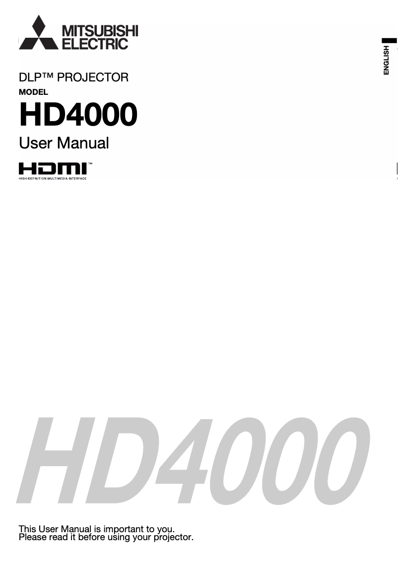 Page 1 de la notice Manuel utilisateur Mitsubishi HD4000U