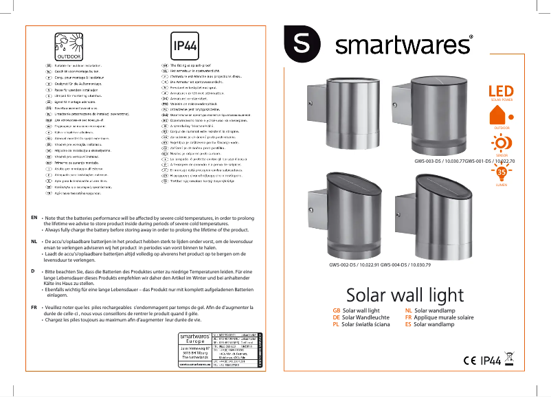 Page n°1 - Manuel utilisateur Smartwares 10.022.70