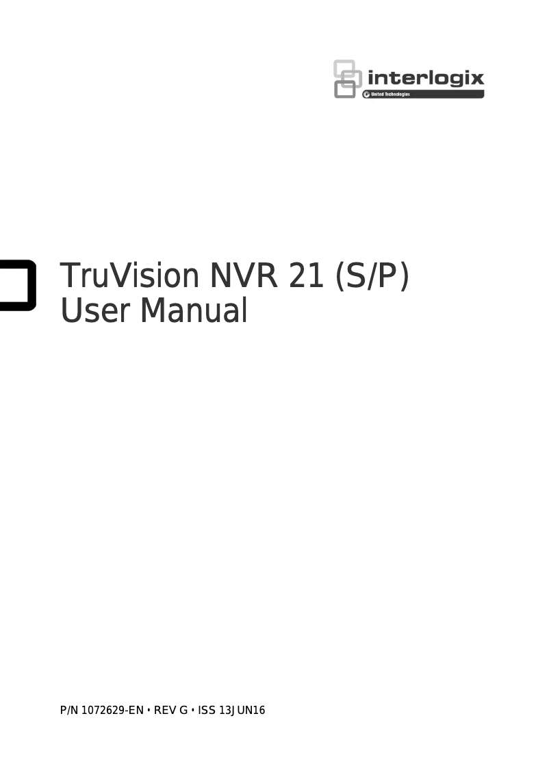 Page n°1 - Manuel utilisateur Interlogix TruVision TVN-2132P