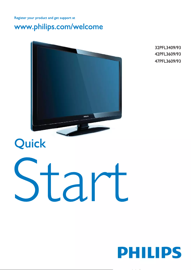 Page 1 de la notice Guide de démarrage rapide Philips 32PFL3409