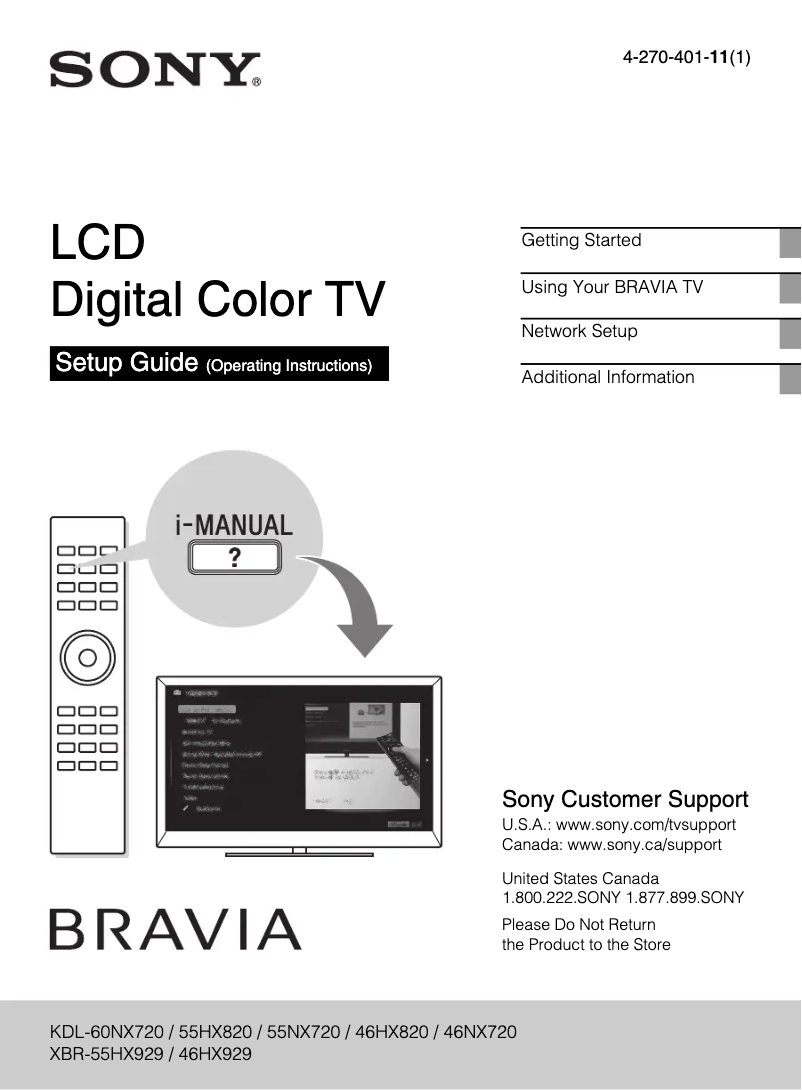 Página 1 del manual Manual de usuario Sony Bravia KDL-60NX720