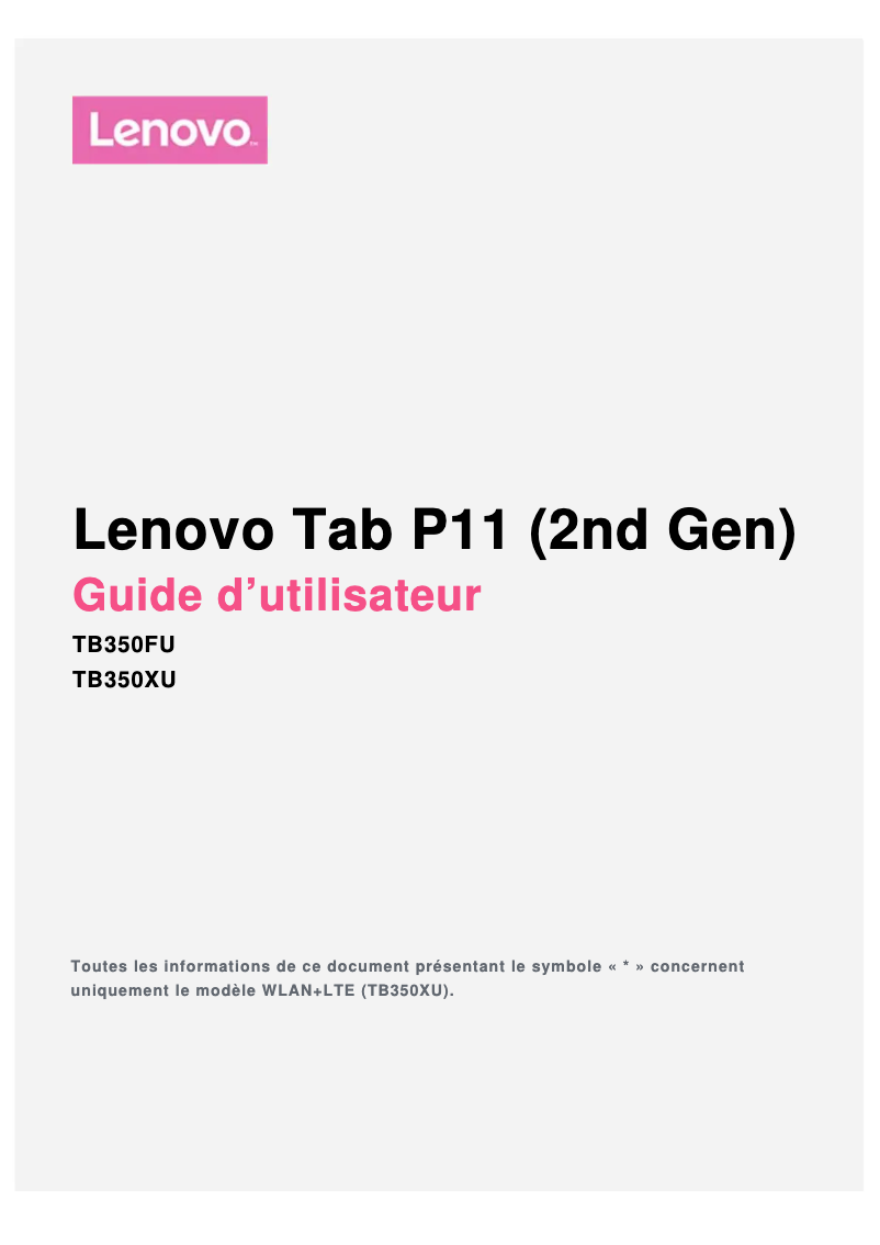 Page n°1 - Manuel utilisateur Lenovo Tab P11 (2nd Gen)