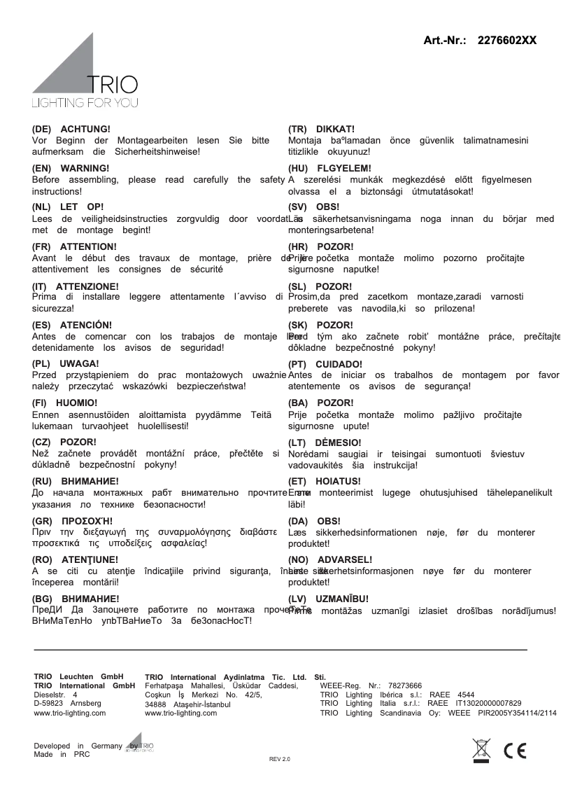 Page n°1 - Manuel utilisateur Trio Lighting Thames II 227660231