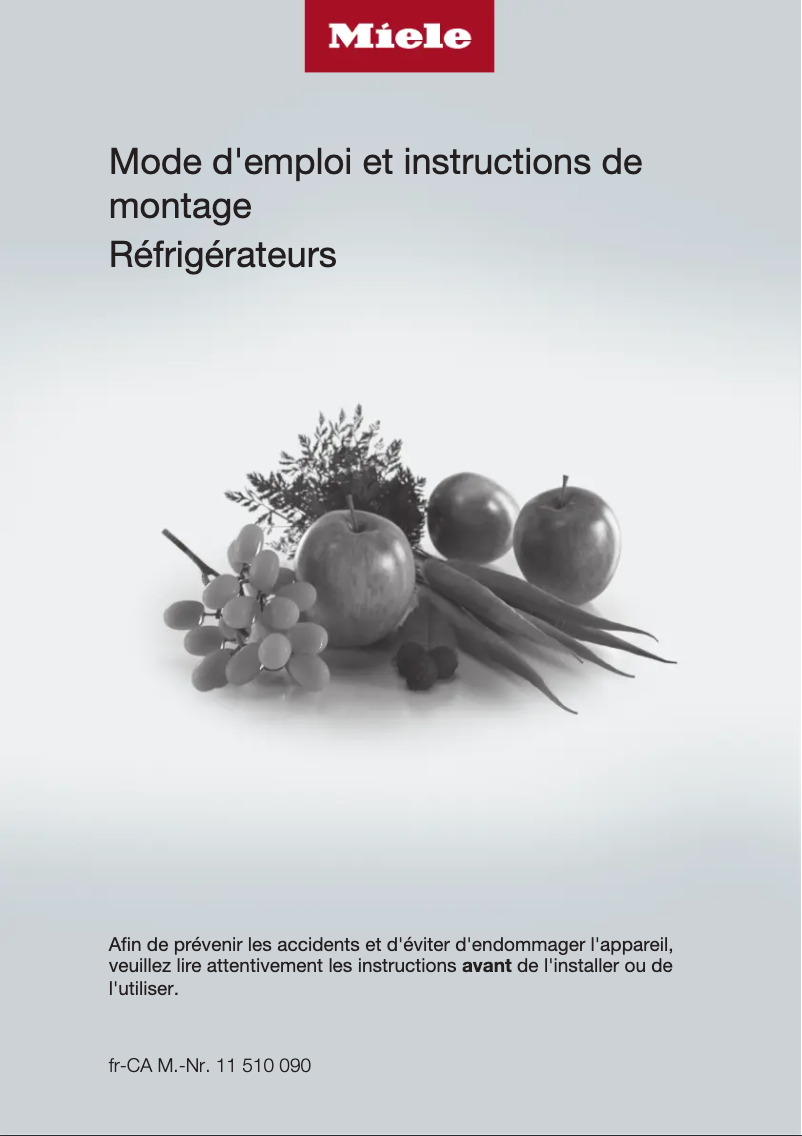 Page 1 de la notice Manuel utilisateur Miele K 2602 Vi