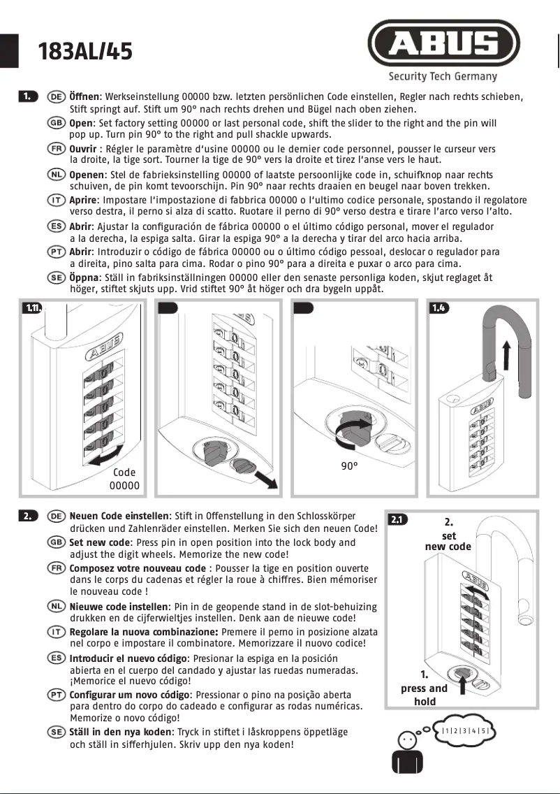 Page 1 de la notice Manuel utilisateur Abus 183AL/45