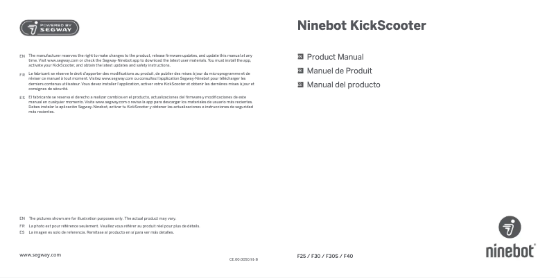 Image de la première page du manuel de l'appareil Ninebot KickScooter F30