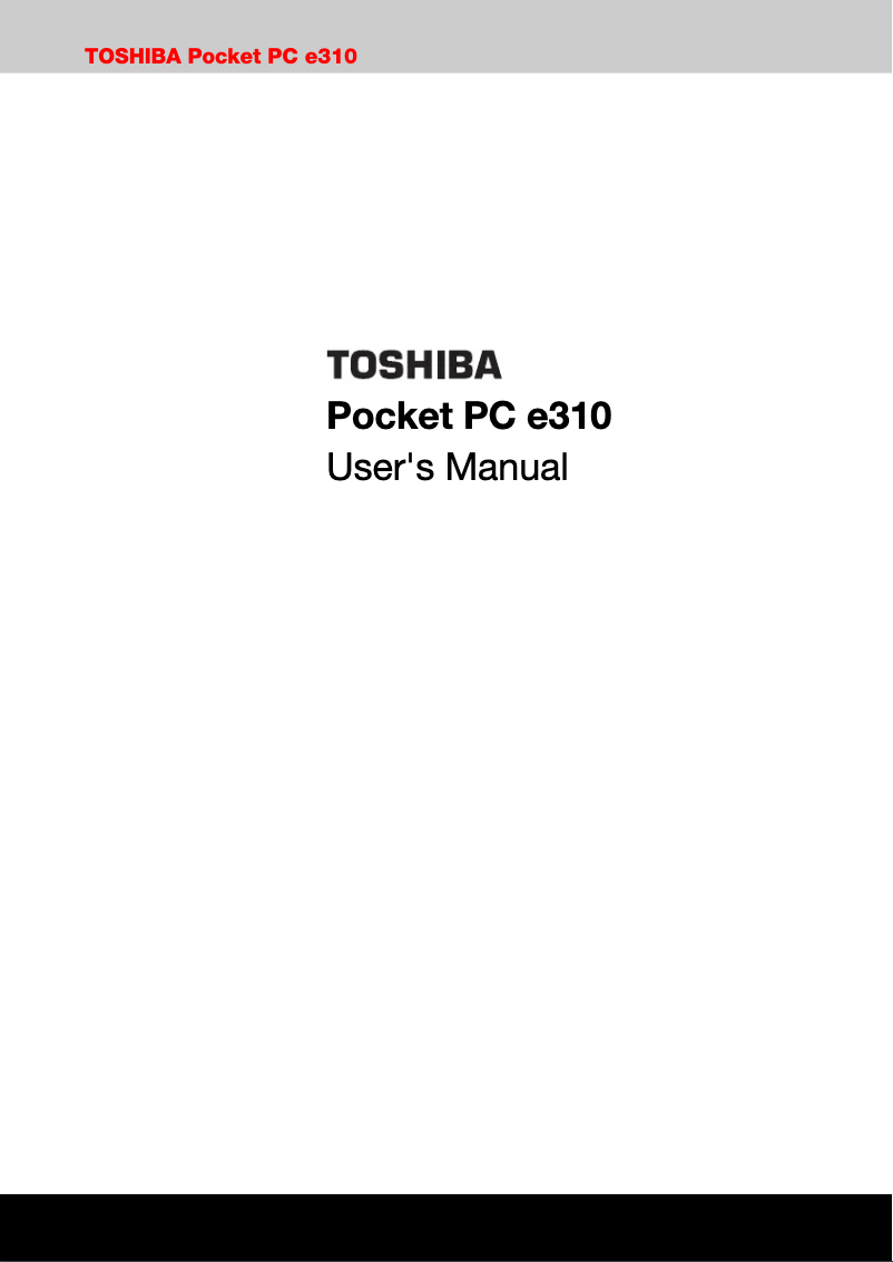 Page 1 de la notice Manuel utilisateur Toshiba E310