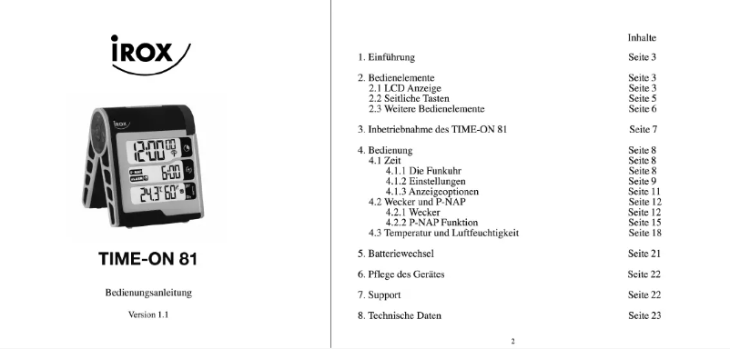 Page n°1 - Manuel utilisateur Irox Time On 82