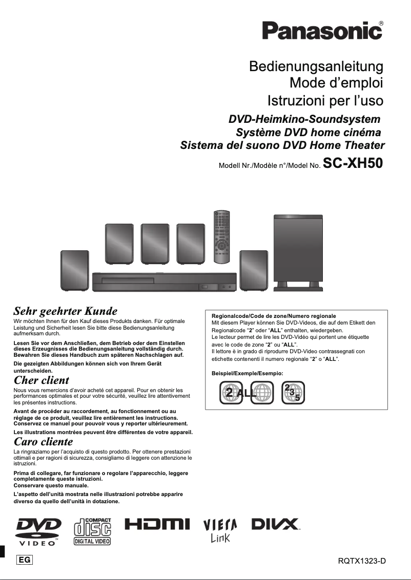 Page 1 de la notice Manuel utilisateur Panasonic SC-XH50