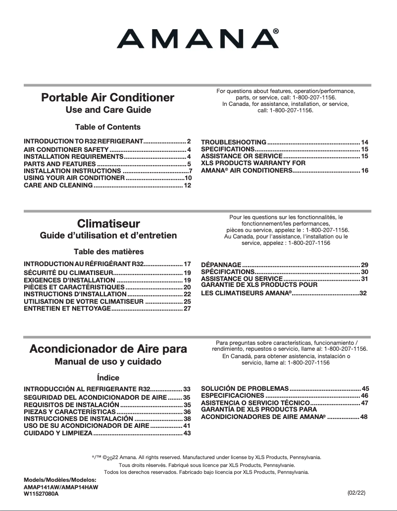 Image de la première page du manuel de l'appareil AMAP14HAW