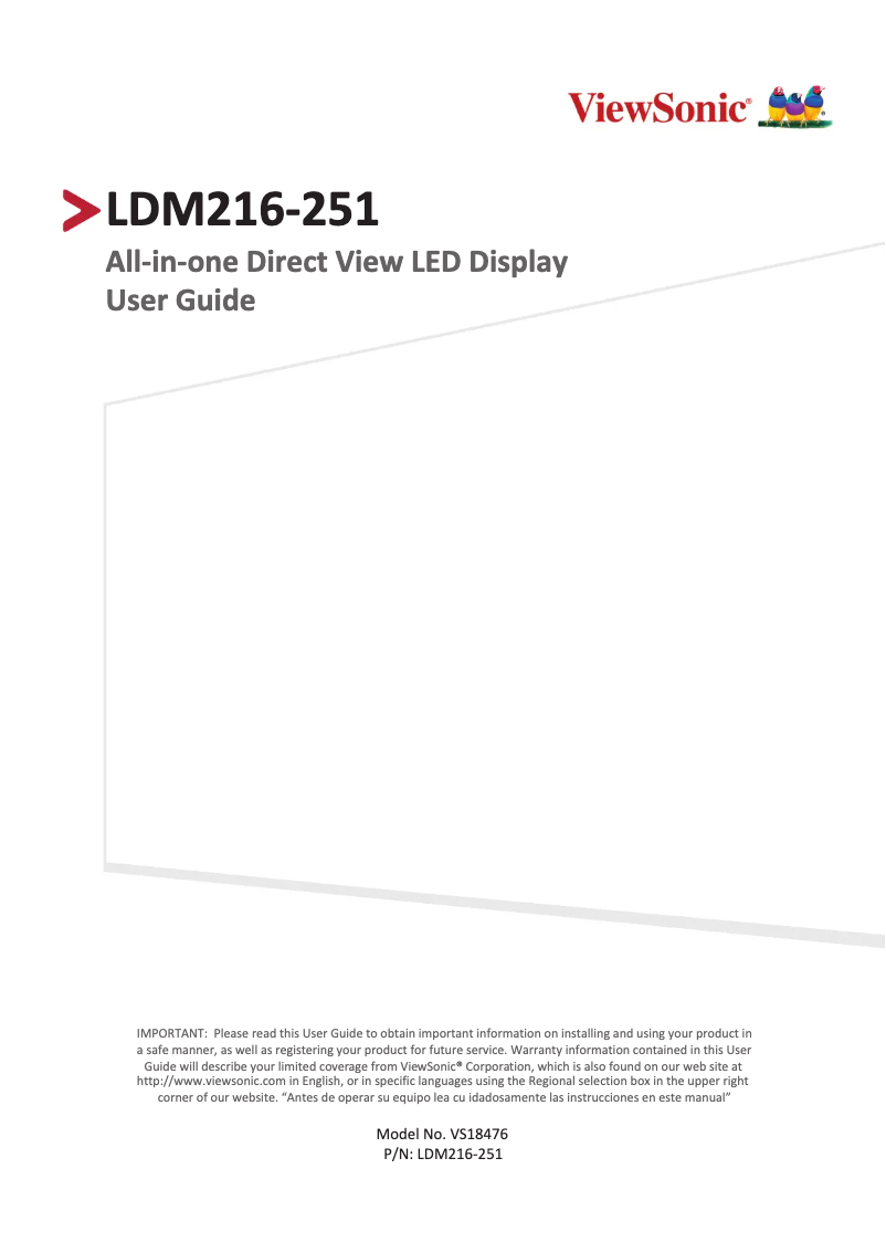 Page 1 de la notice Manuel utilisateur Viewsonic LDM216-251