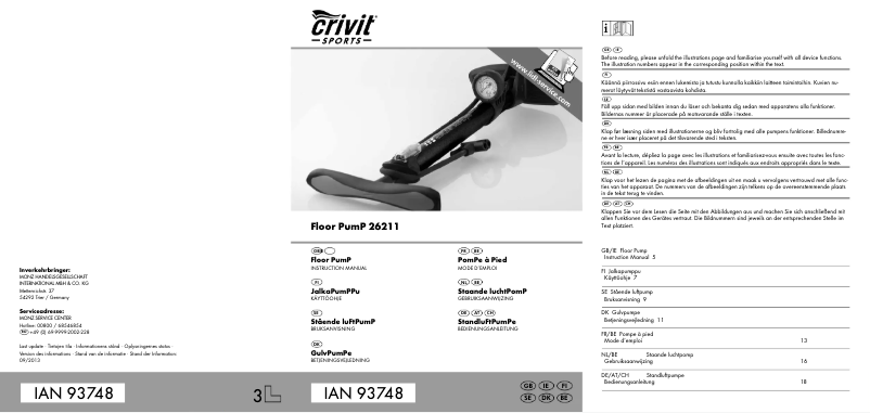 Page 1 de la notice Manuel utilisateur Crivit IAN 22377