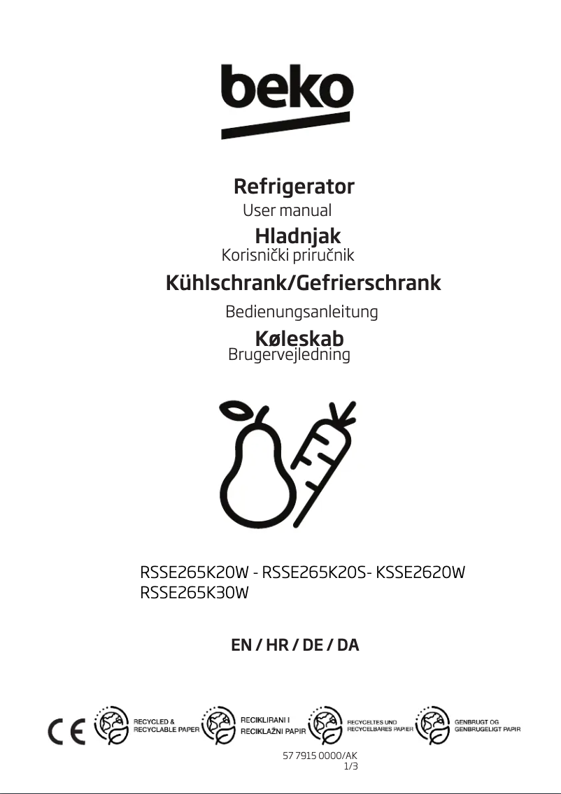 Image de la première page du manuel de l'appareil RSSE 265 K20 W