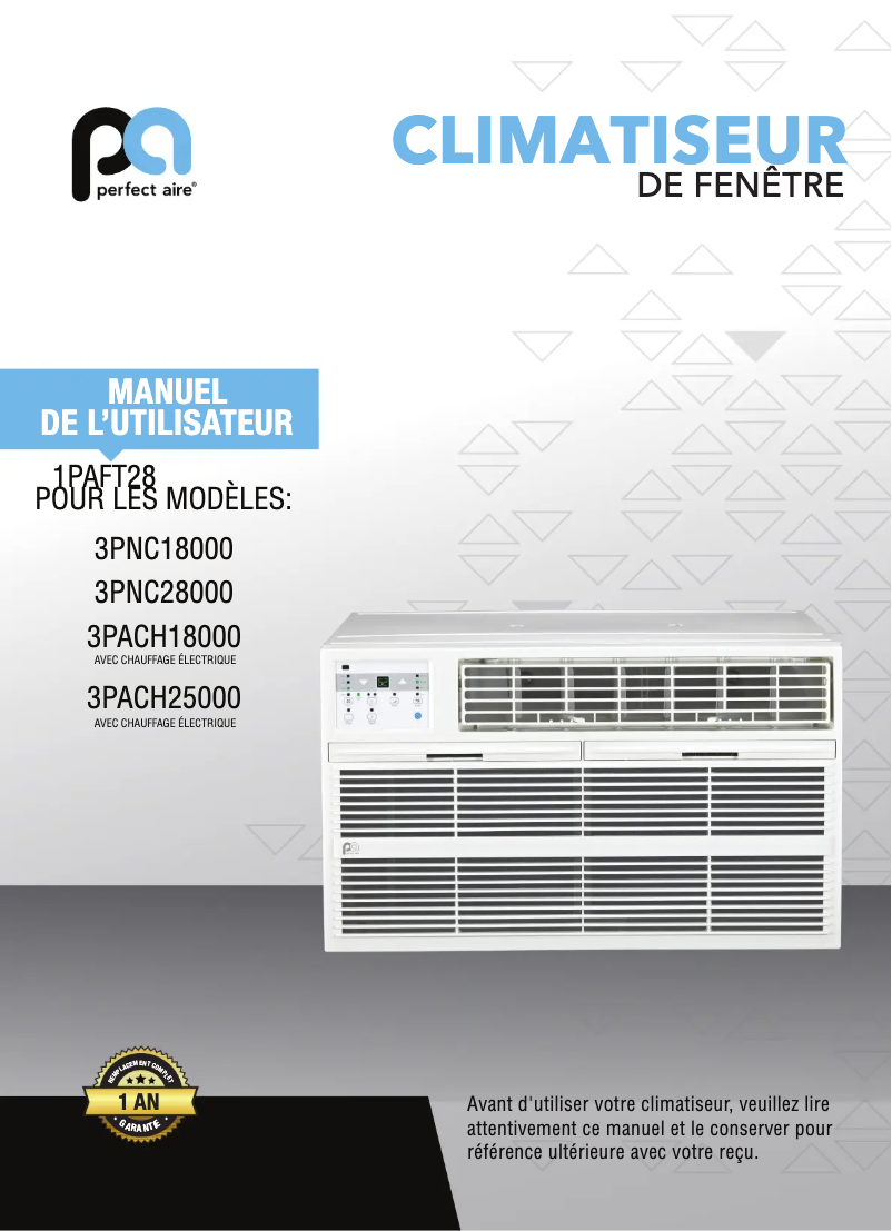 Page n°1 - Manuel utilisateur Perfect Aire 3PACH18000
