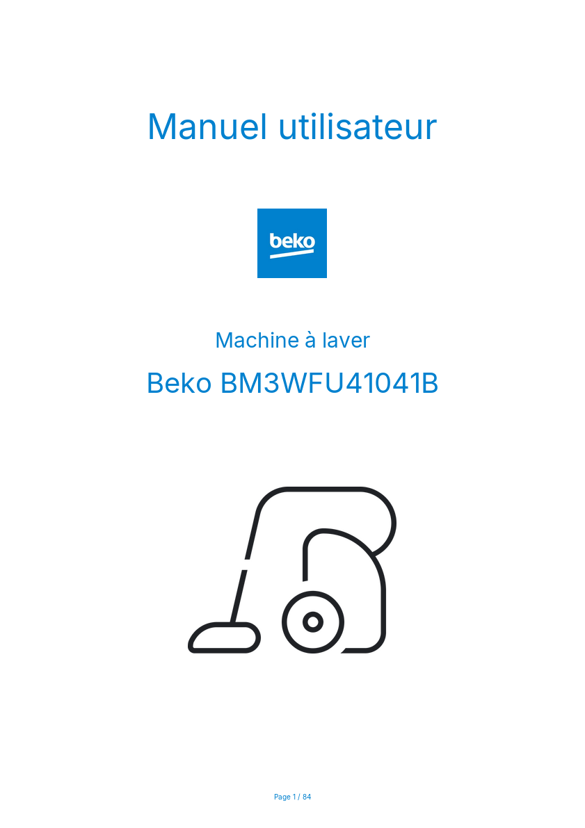 Page n°1 - Manuel utilisateur Beko BM3WFU41041B