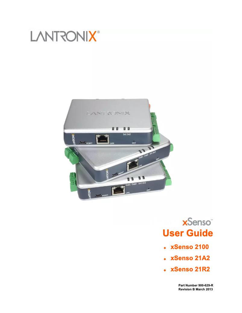 Page n°1 - Manuel utilisateur Lantronix XSENSO 2100