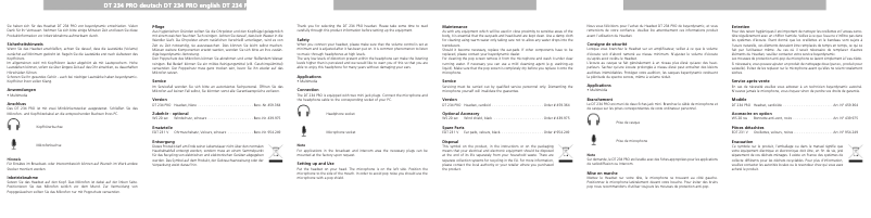 Page n°1 - Manuel utilisateur Beyerdynamic DT 234 PRO
