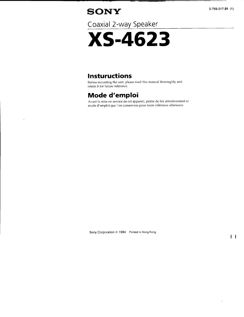Image de la première page du manuel de l'appareil XS-4623